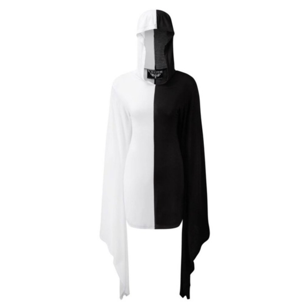 Killstar Jinx Sorcery black and white hooded dress - Picture 2 of 3